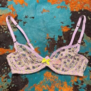 Agent Provocateur Lavender Lace Bra with Yellow Bow
